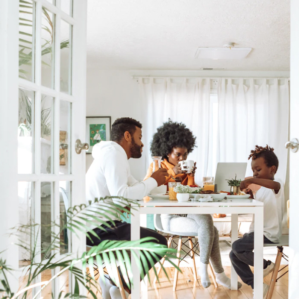 A black family having their breakfast