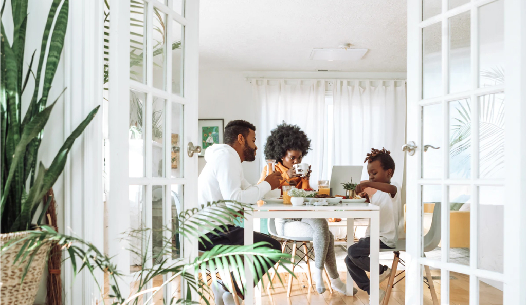 A black family having their breakfast